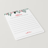 Winter Greenery Wedding Advice Cards Printable