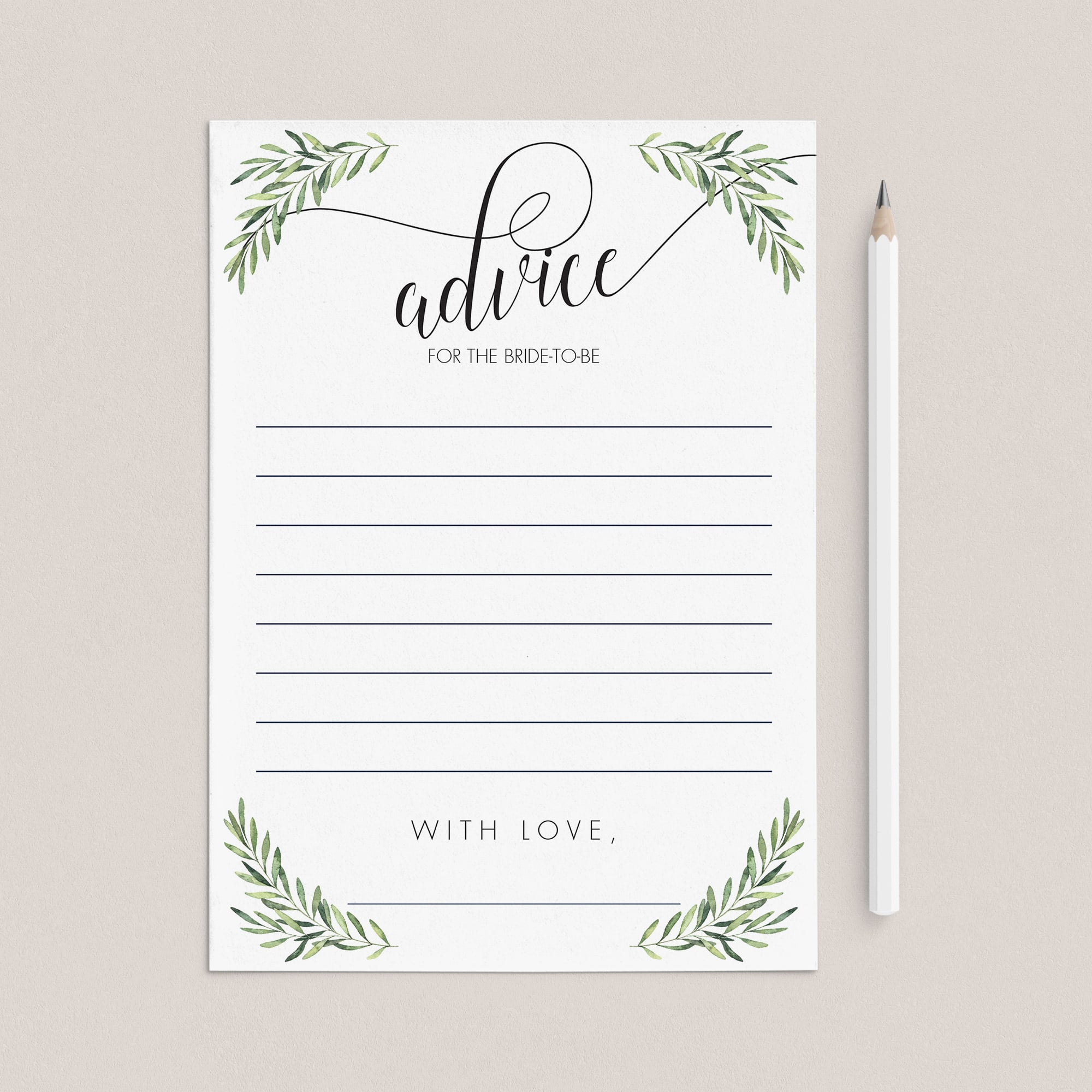 Olive Branch Advice for the Bride-To-Be Cards Printable by LittleSizzle