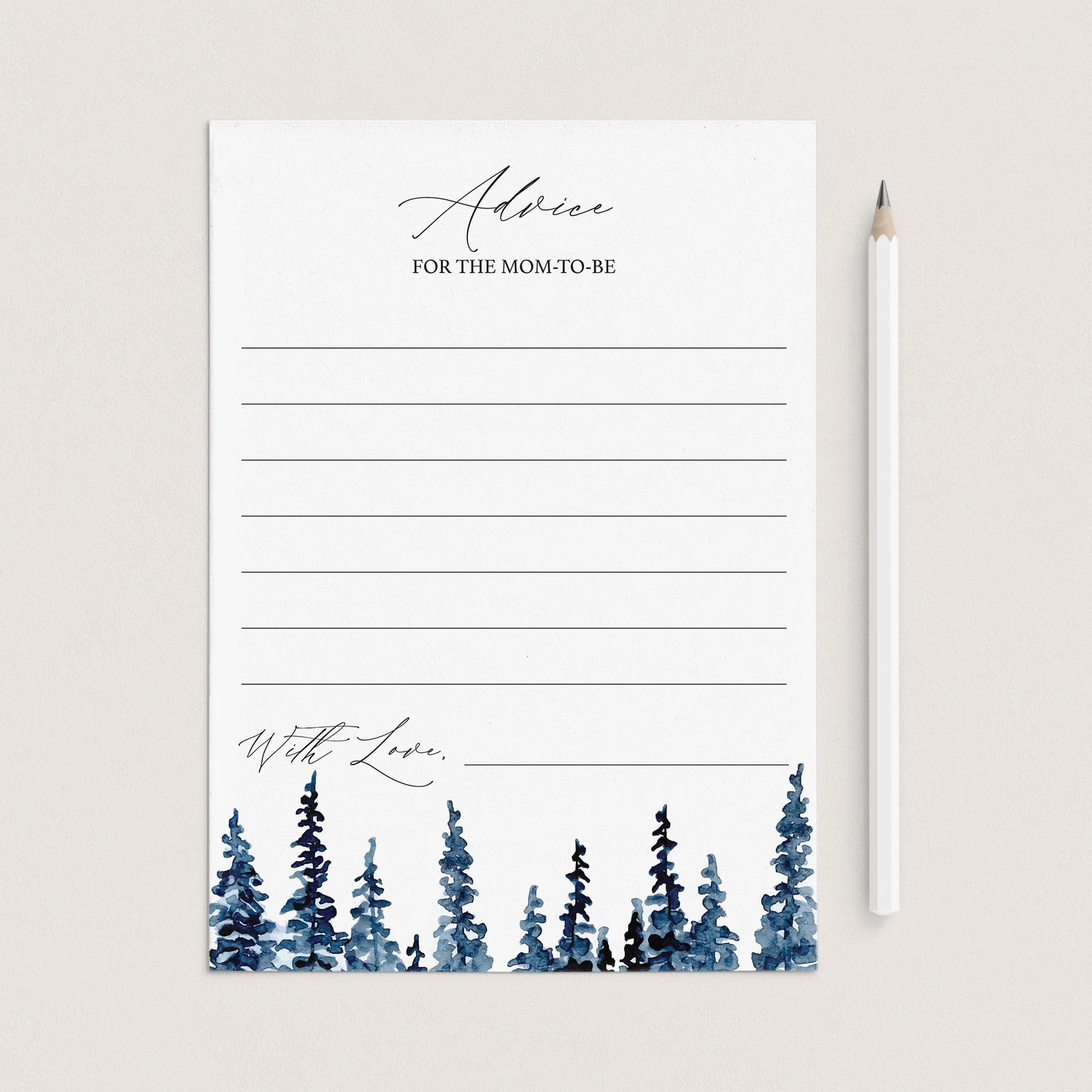 Advice Cards for Baby Shower Winter Forest by LittleSizzle