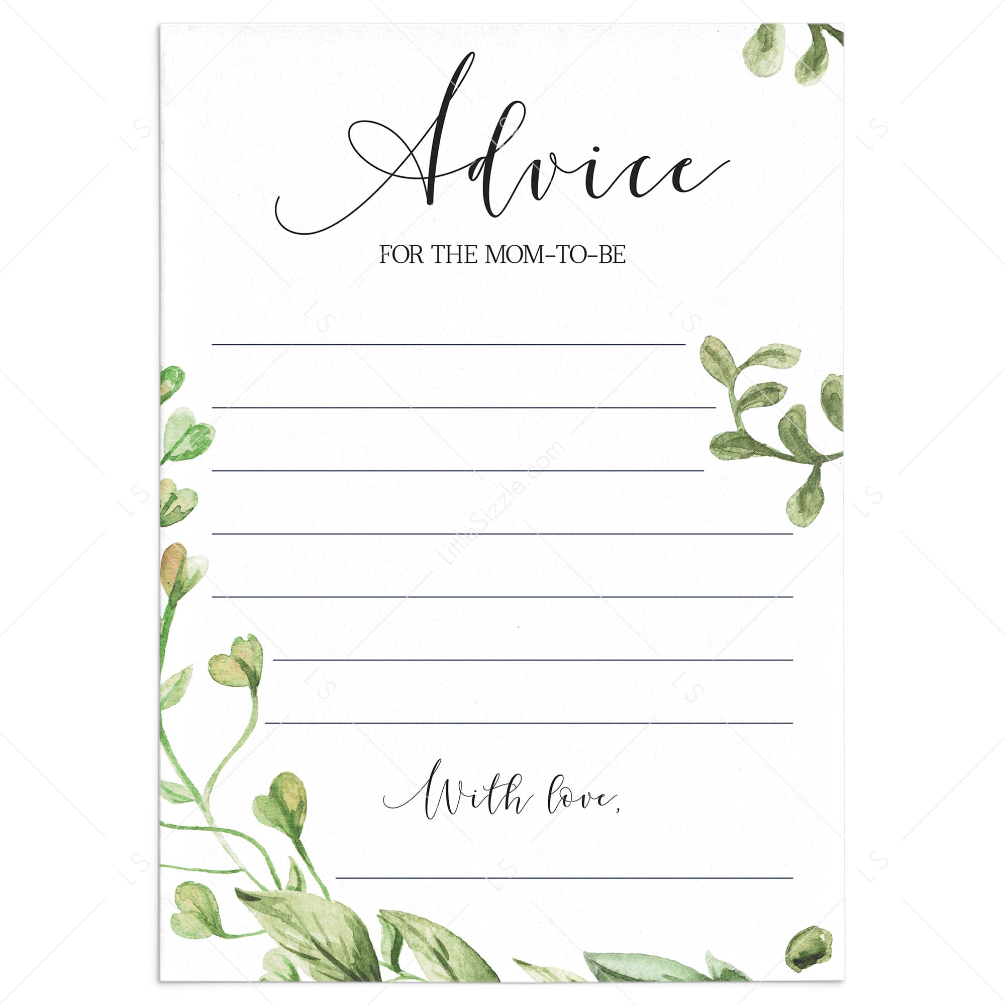 Classic baby shower game advice for the mommy card printable by LittleSizzle