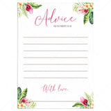 Tropical floral baby shower advice cards printable by LittleSizzle