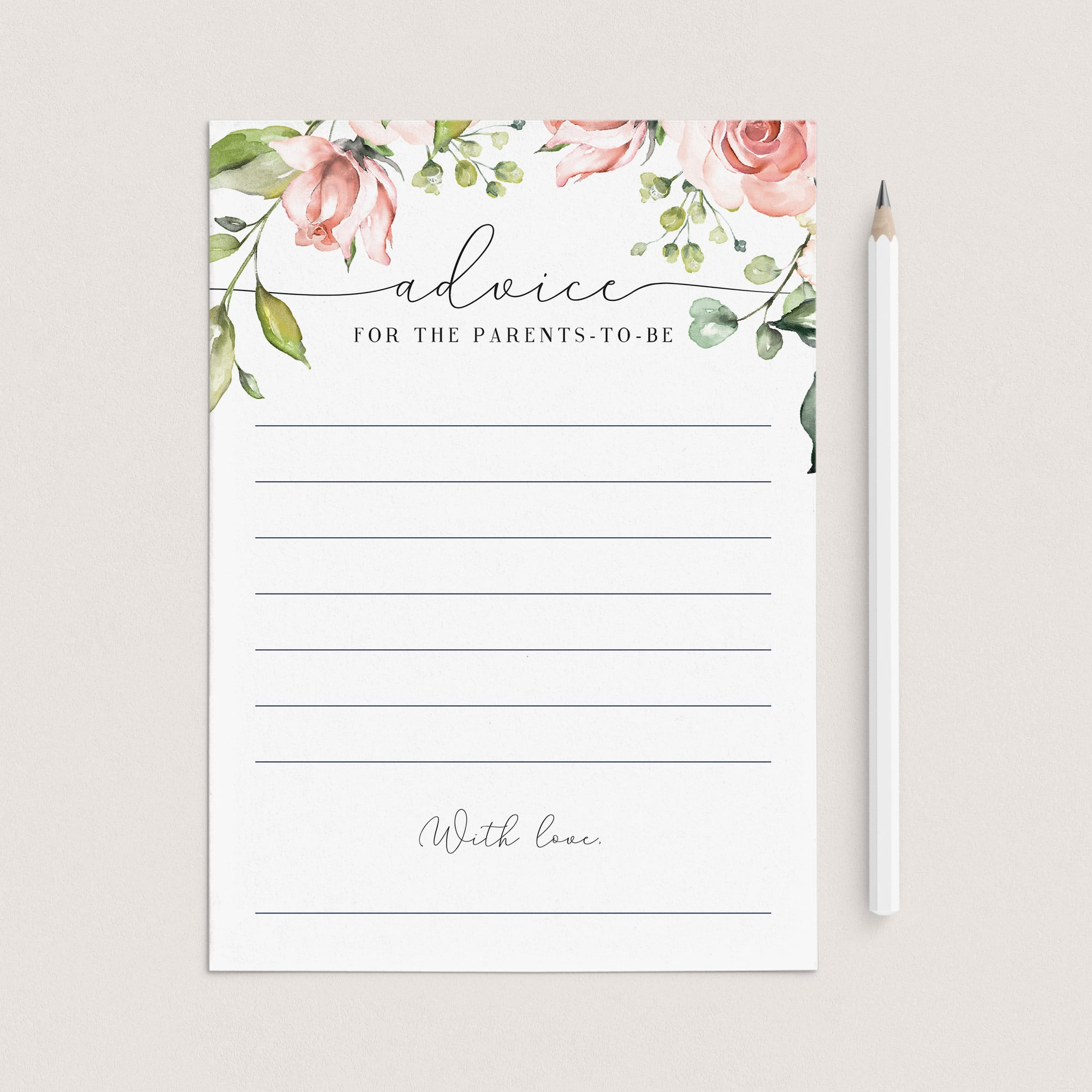 Printable baby advice for parents to be cards floral theme by LittleSizzle