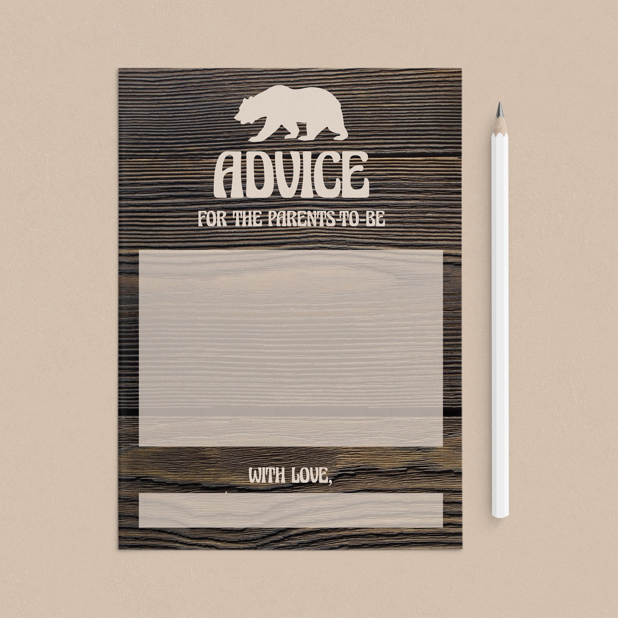 Woods shower advice cards printable by LittleSizzle