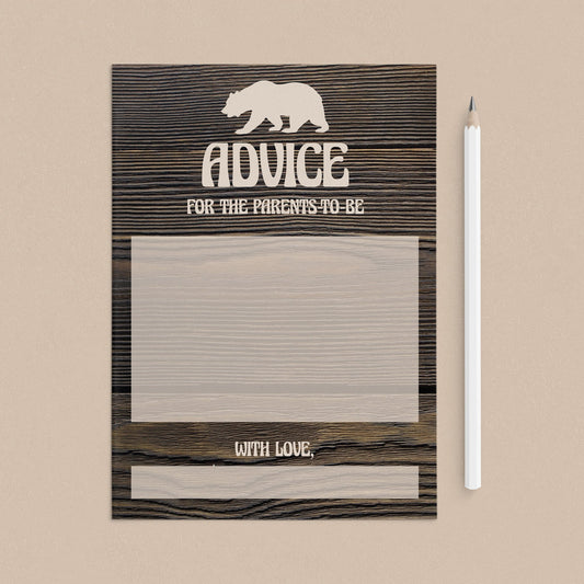 Woods shower advice cards printable by LittleSizzle