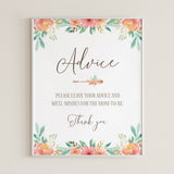 Floral Themed Advice Sign for Baby Shower Template by LittleSizzle