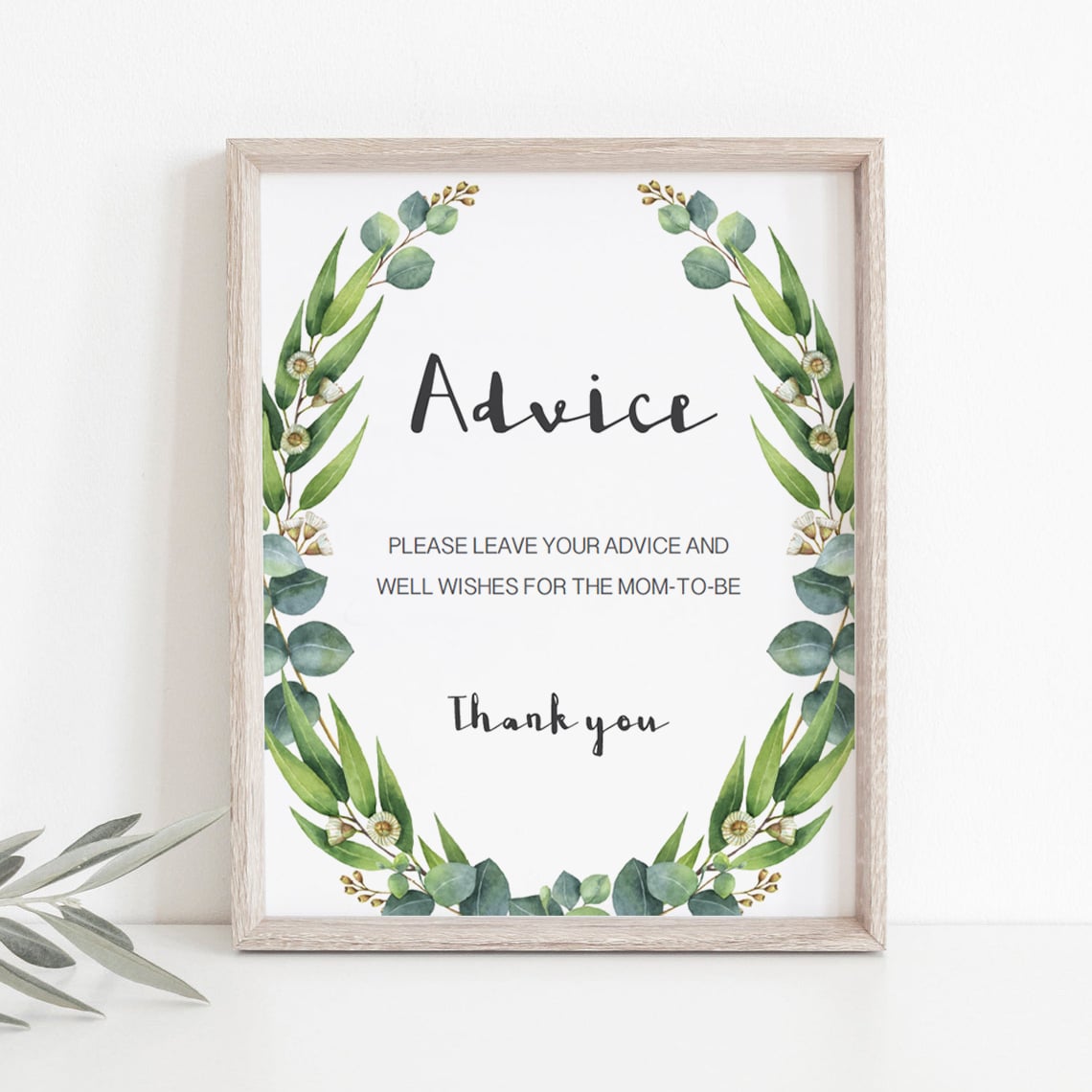 Watercolor greenery baby shower decor download PDF by LittleSizzle