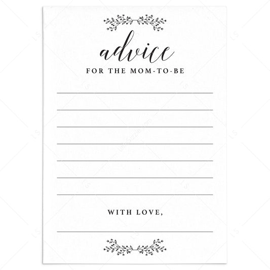 Rustic Minimalist Baby Shower Advice Cards Printable by LittleSizzle