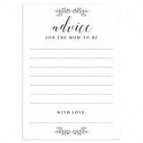 Rustic Minimalist Baby Shower Advice Cards Printable by LittleSizzle