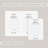 Rustic Minimalist Baby Shower Advice Cards Printable
