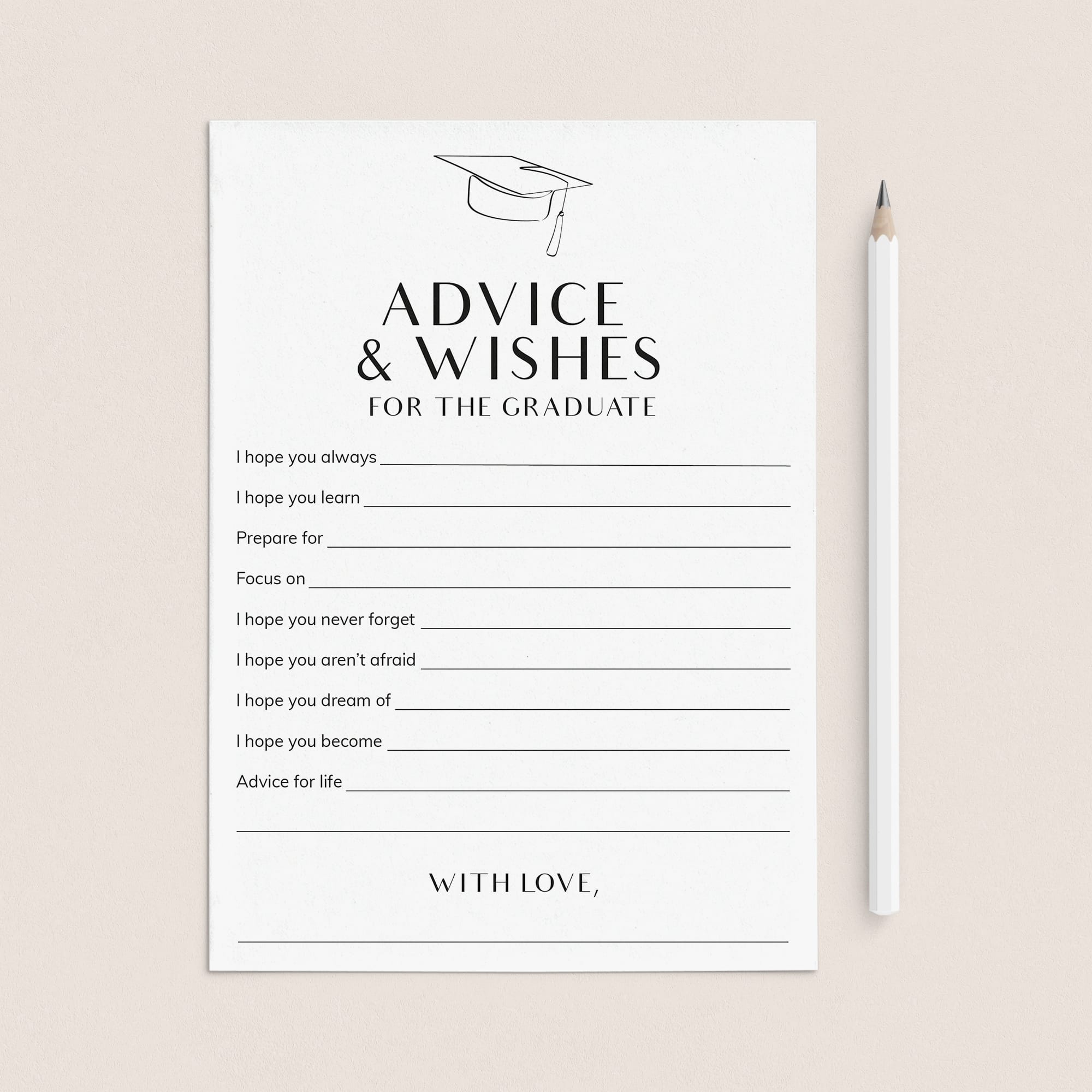 Advice and Wishes for Graduate Cards Printable by LittleSizzle