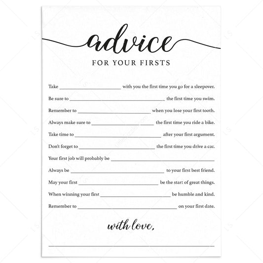 First Birthday Advice Cards Printable by LittleSizzle