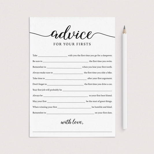 First Birthday Advice Cards Printable by LittleSizzle