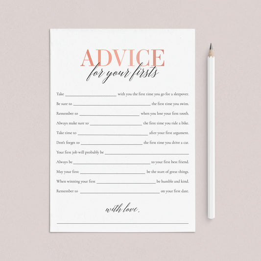 Girl First Birthday Advice Cards Printable by LittleSizzle