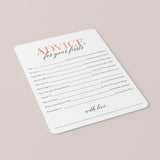 Girl First Birthday Advice Cards Printable