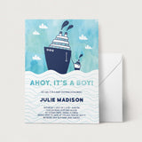 Blue boy baby party invites DIY PDF template by LittleSizzle