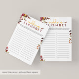 Boho Theme Wedding Shower Game Printable Wedding Alphabet
