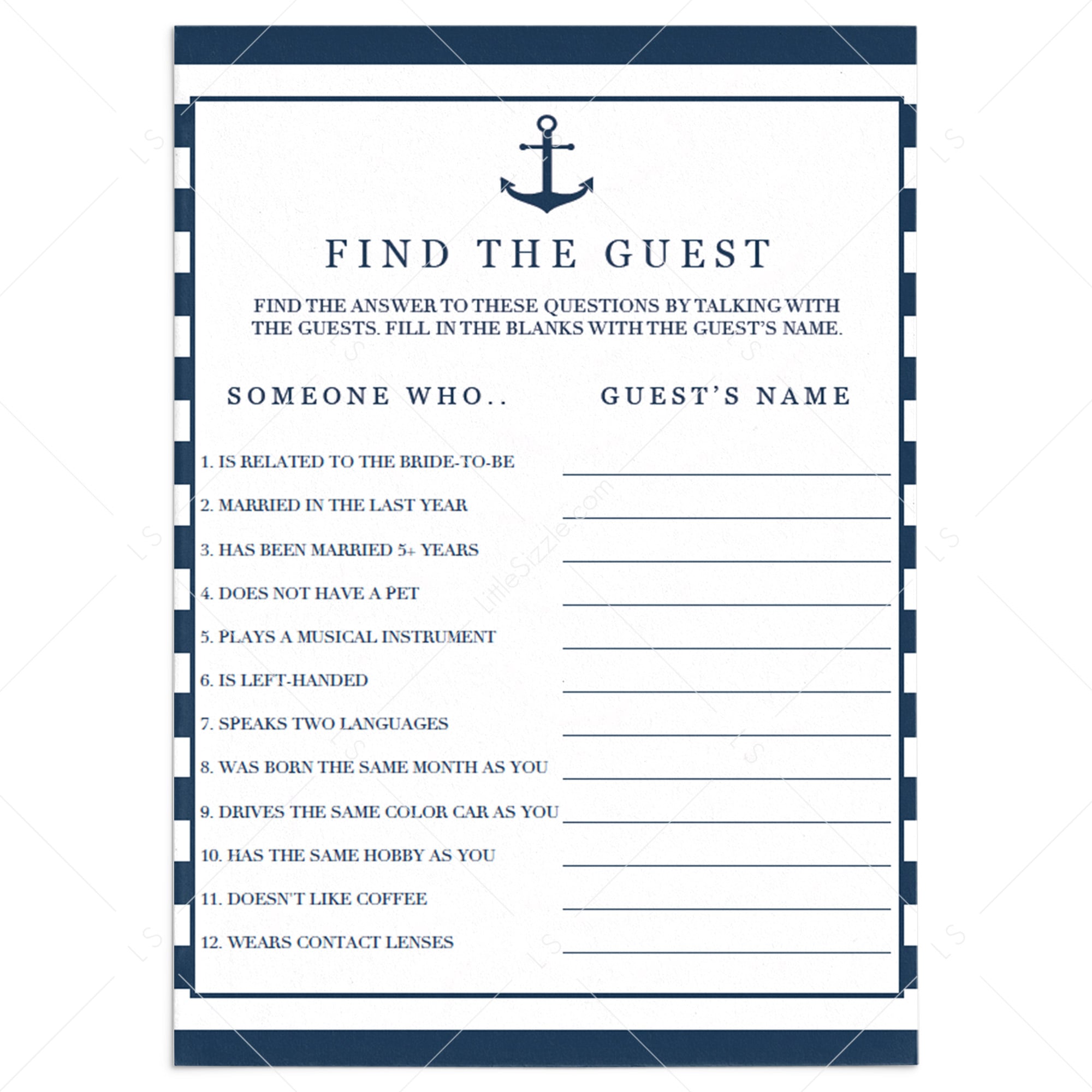 anchor bridal shower find the guest game printable by LittleSizzle