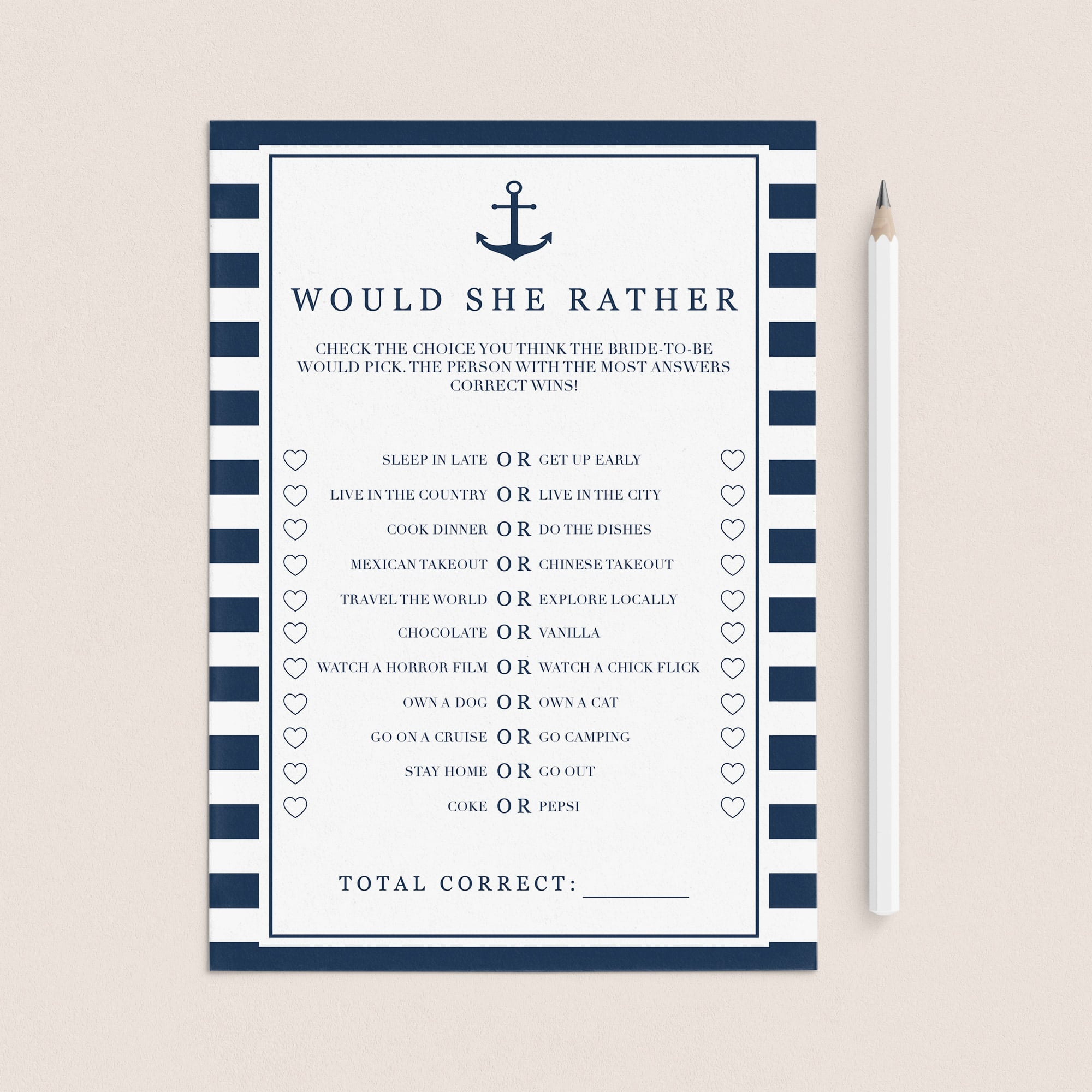 anchor bridal shower game instant printable