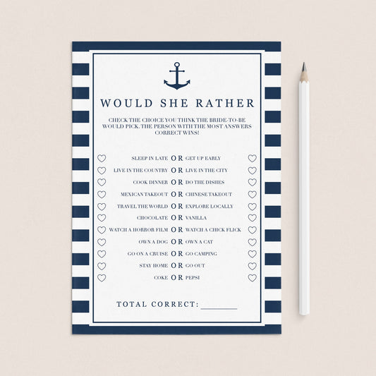 anchor bridal shower game instant printable