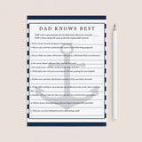 Dad knows best baby shower game printable by LittleSizzle