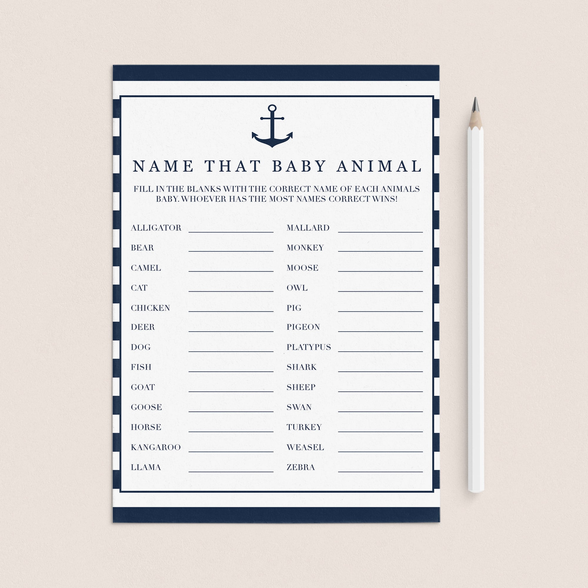 Name the baby animal game for boy shower by LittleSizzle