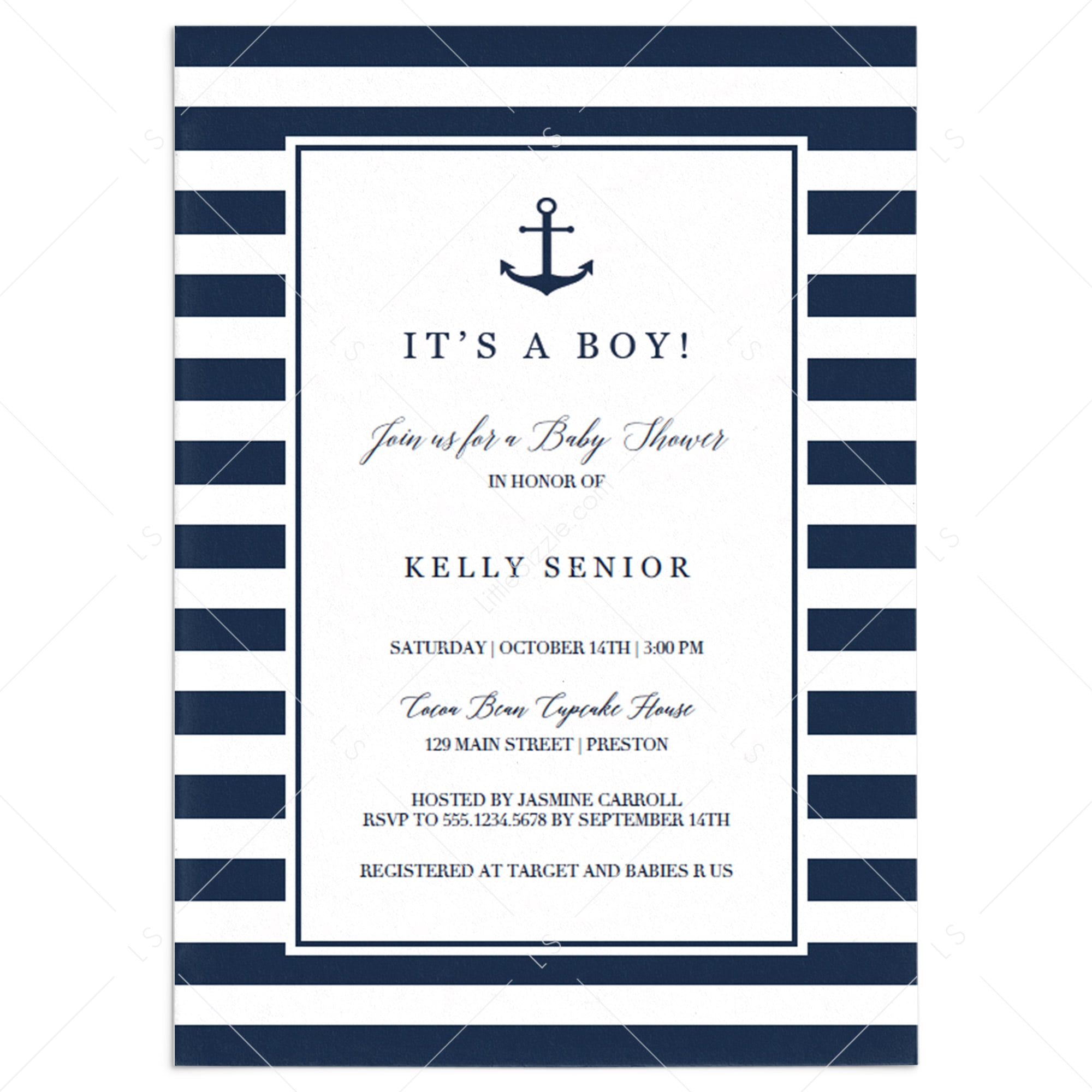 Nautical Baby Shower Invitation Template by LittleSizzle