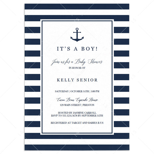 Nautical Baby Shower Invitation Template by LittleSizzle