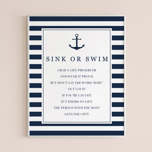 Instant download sink or swim dont say baby table sign by LittleSizzle