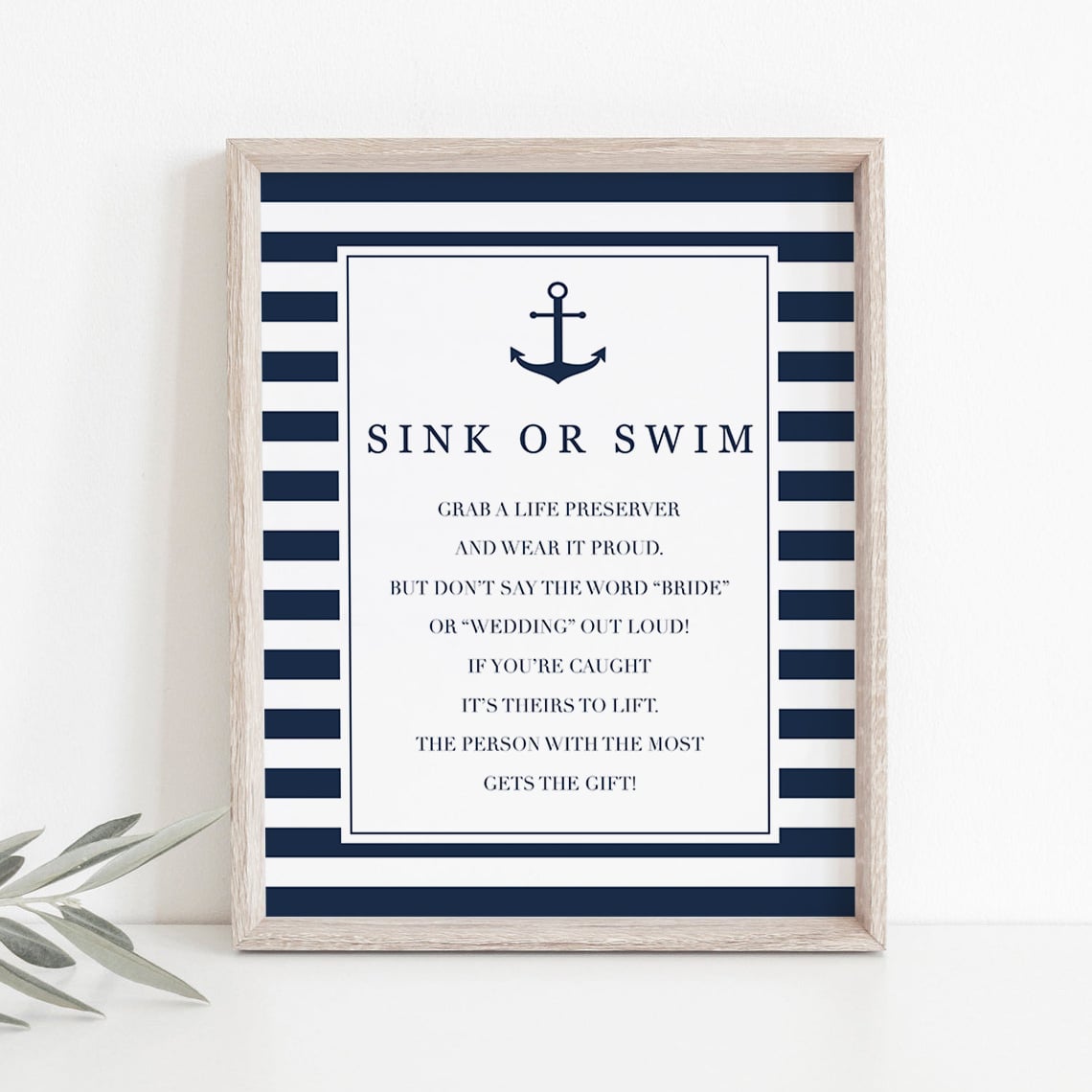 sink or swim sign for beach bridal shower games