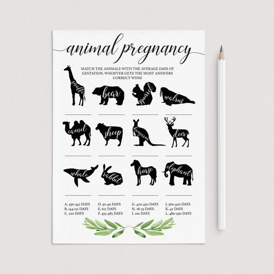 Greenery Baby Shower Animal Game by LittleSizzle