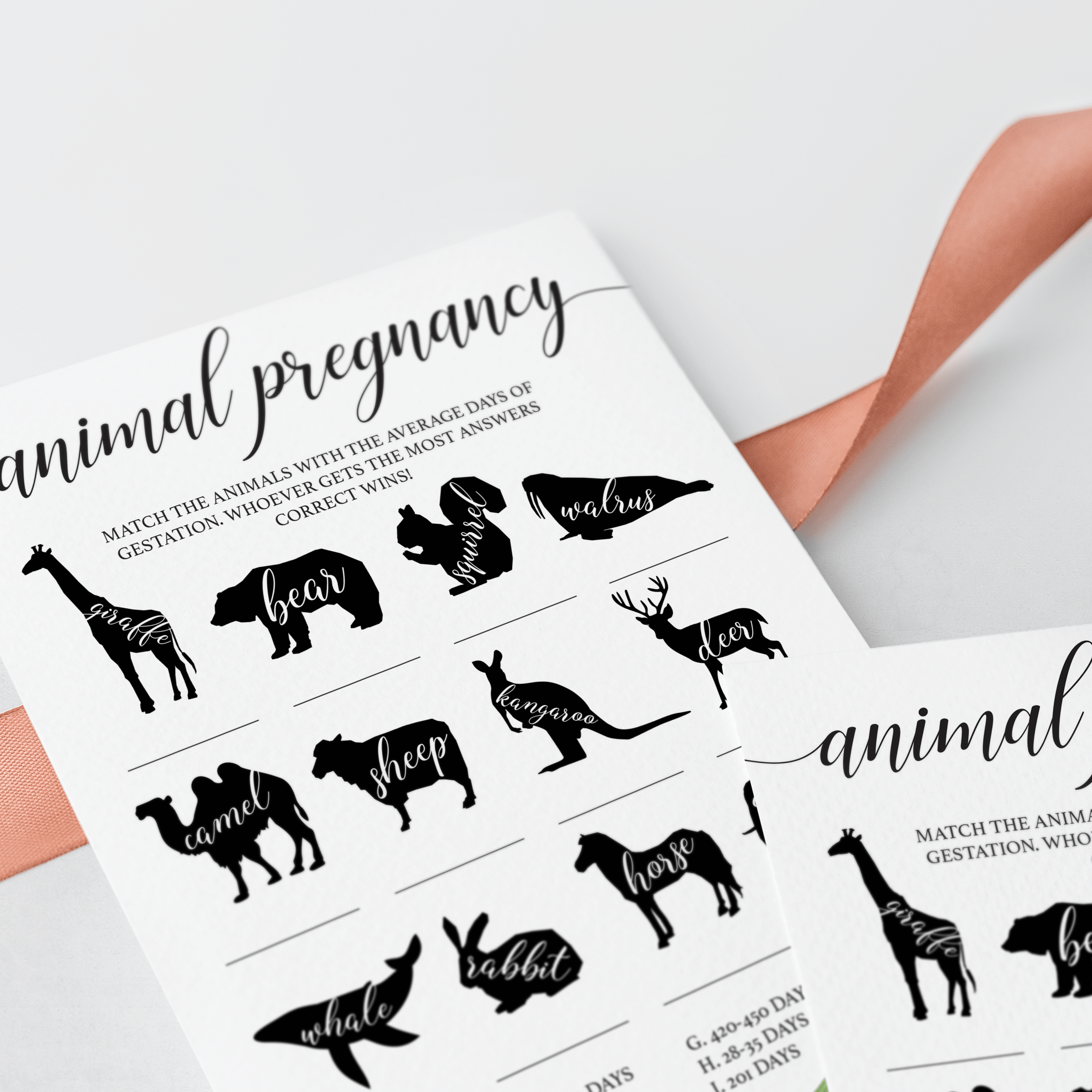 Animal gestation baby shower game by LittleSizzle