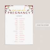 Animal Pregnancy Baby Shower Game Printable Burgundy