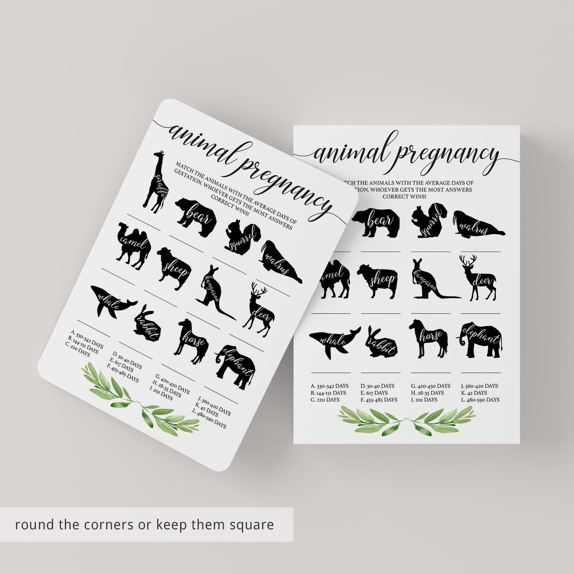 Animals pregnancy baby shower game by LittleSizzle