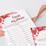 Finish My Phrase Game for Couples Printable