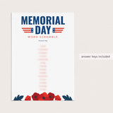 Printable Memorial Day Game Bundle with Red Poppies