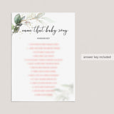 Gold Green Theme Baby Party Game Name That Song Printable