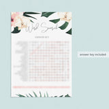 Tropical Theme Baby Shower Word Puzzle Printable