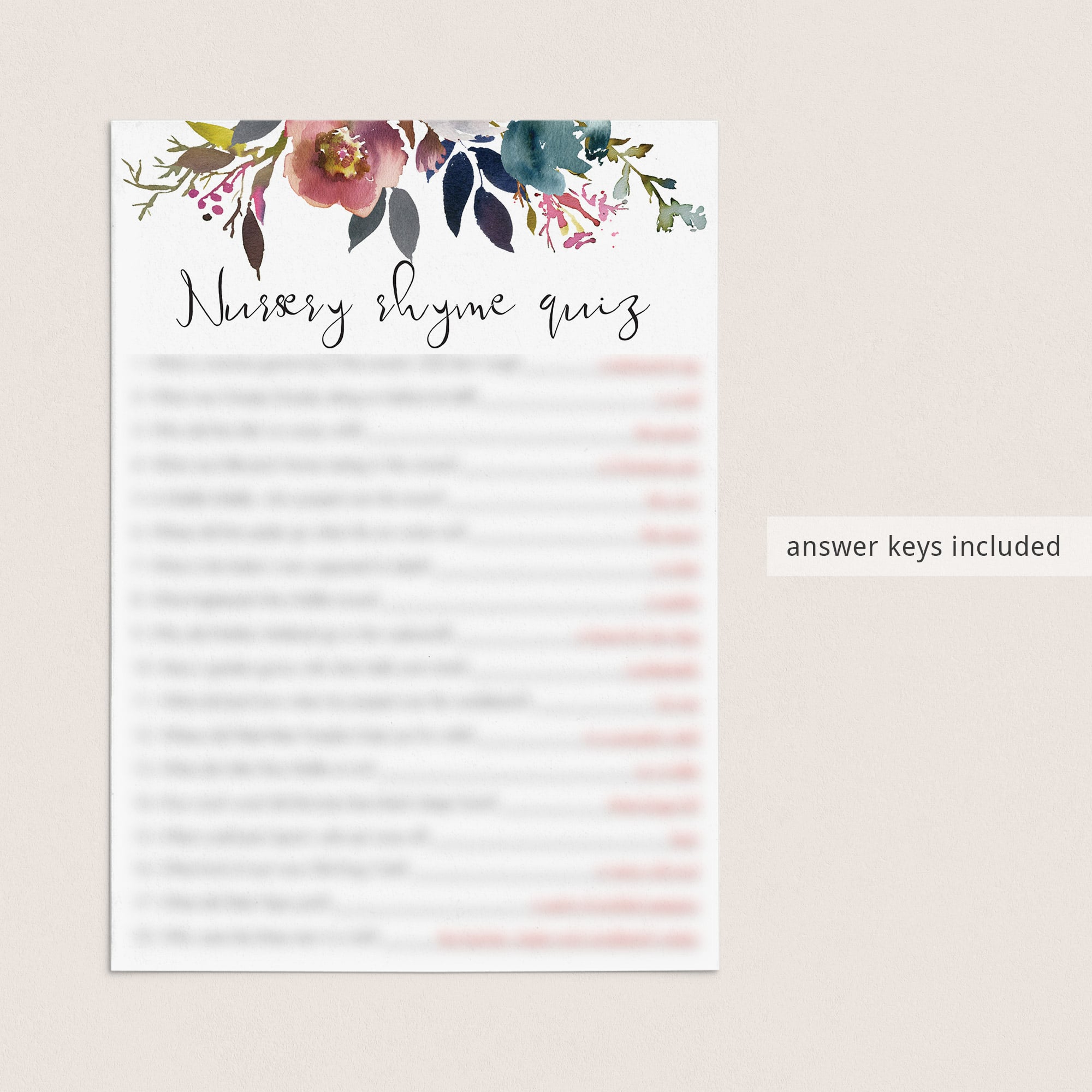 Bohemian nursery rhyme quiz for baby sprinkle by LittleSizzle