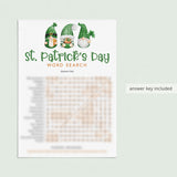 Printable St Paddy's Day Game for Kids Word Search with Answer Key