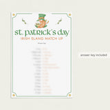 St Patrick's Party Game Irish Slang Match Up Printable