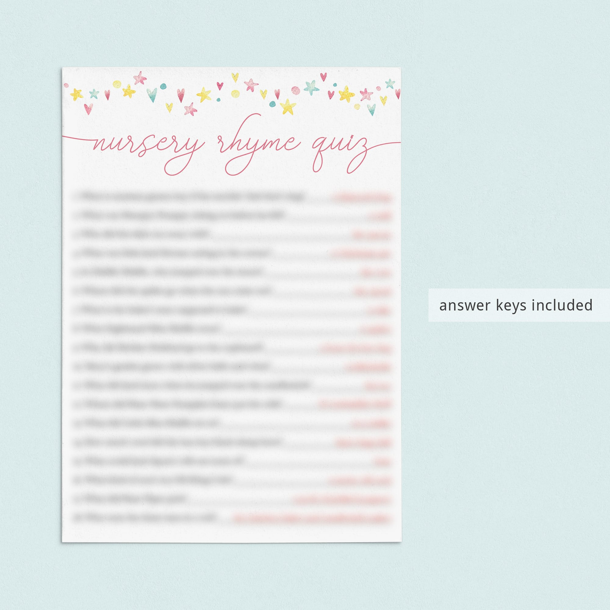 Instant download baby girl shower games with pink and yellow hearts by LittleSizzle