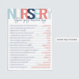 Nursery rhyme quiz download for boy winter baby shower by LittleSizzle