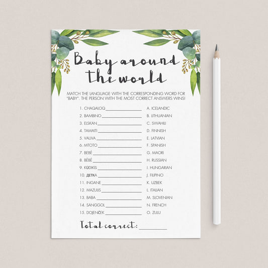 Baby around the world game for botanical baby shower by LittleSizzle
