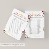 Around The World BabyShower Game Burgundy Leaves