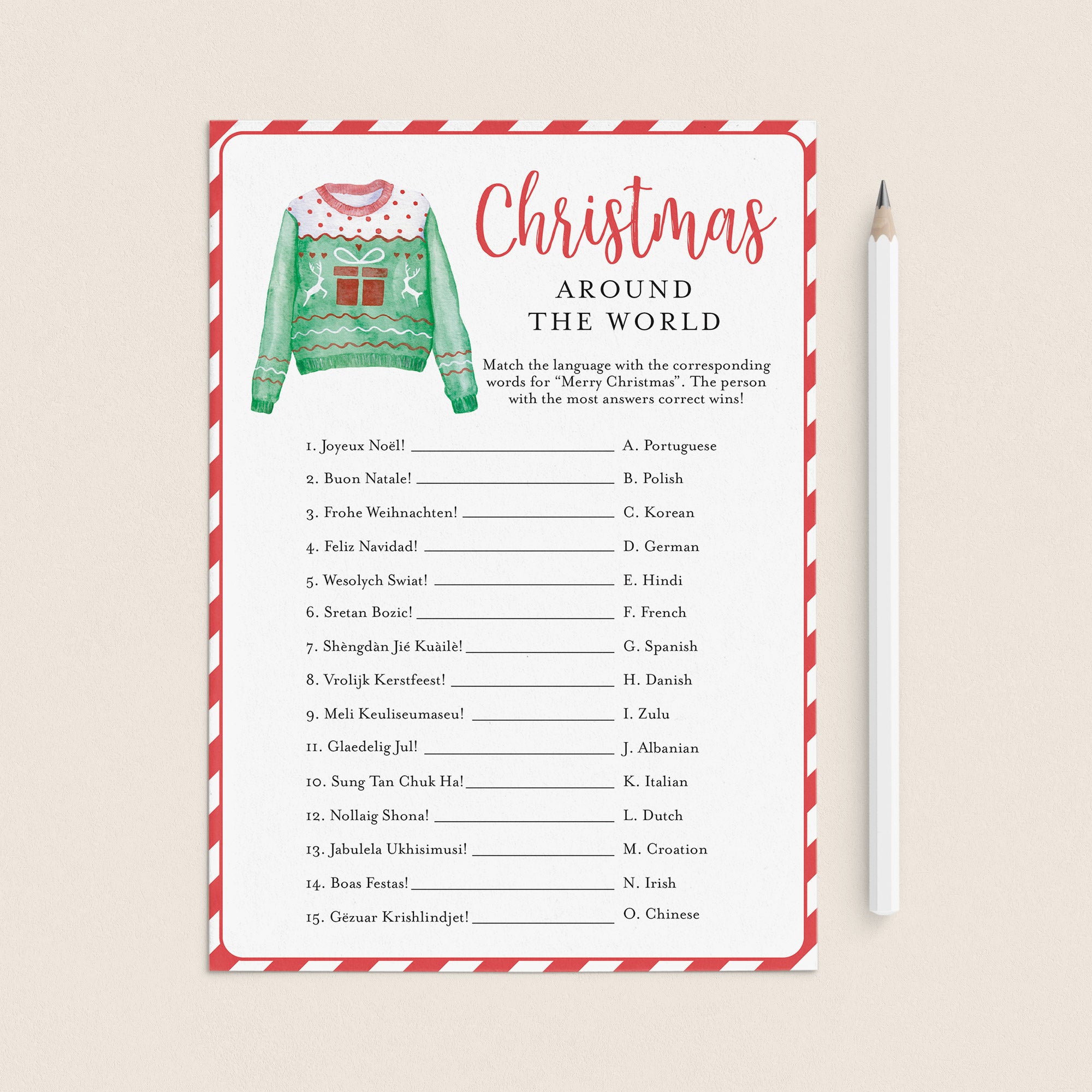 Fun Christmas Family Game Printable by LittleSizzle
