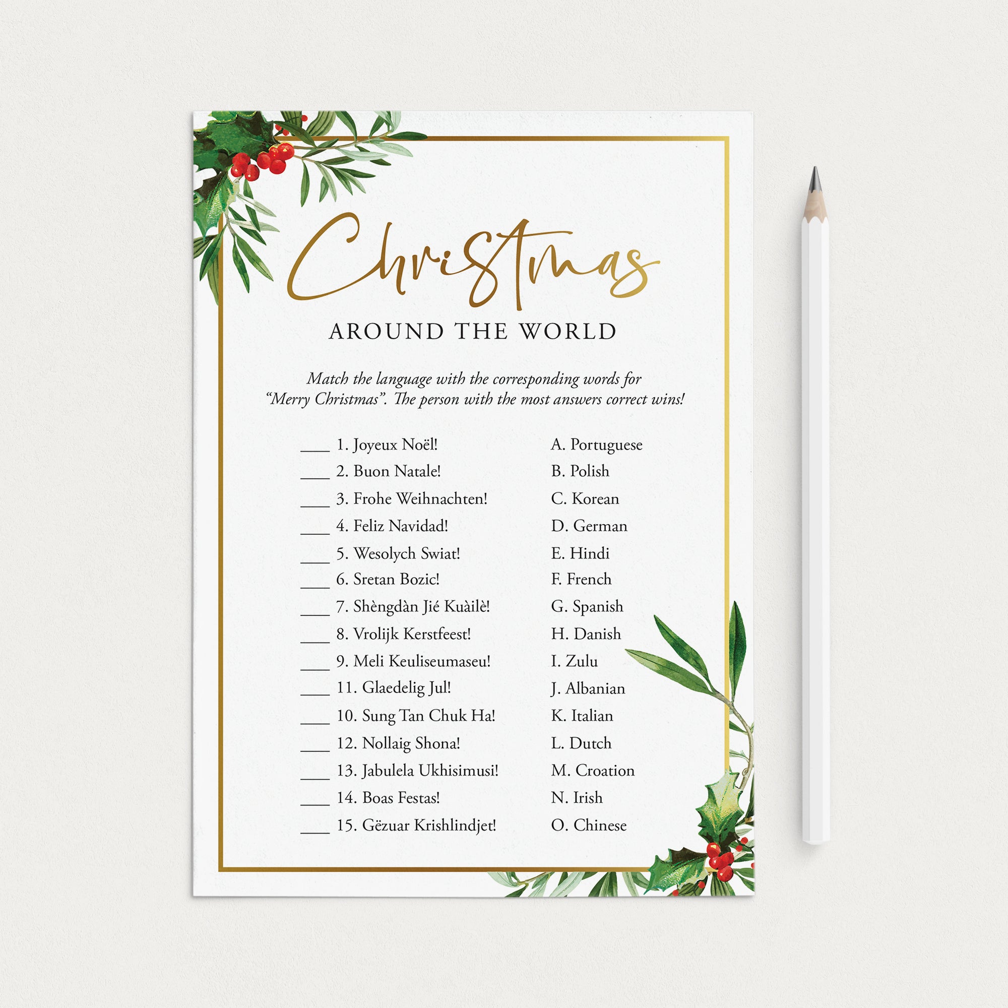 Around The World Christmas Party Game Printable by LittleSizzle