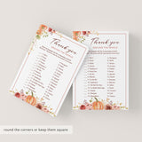 Floral Pumpkin Thanksgiving Game with Answers Printable