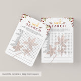 Fall BabyShower Word Search Game Printable