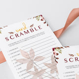 Autumn Leaves Bridal Shower Game Word Scramble Printable