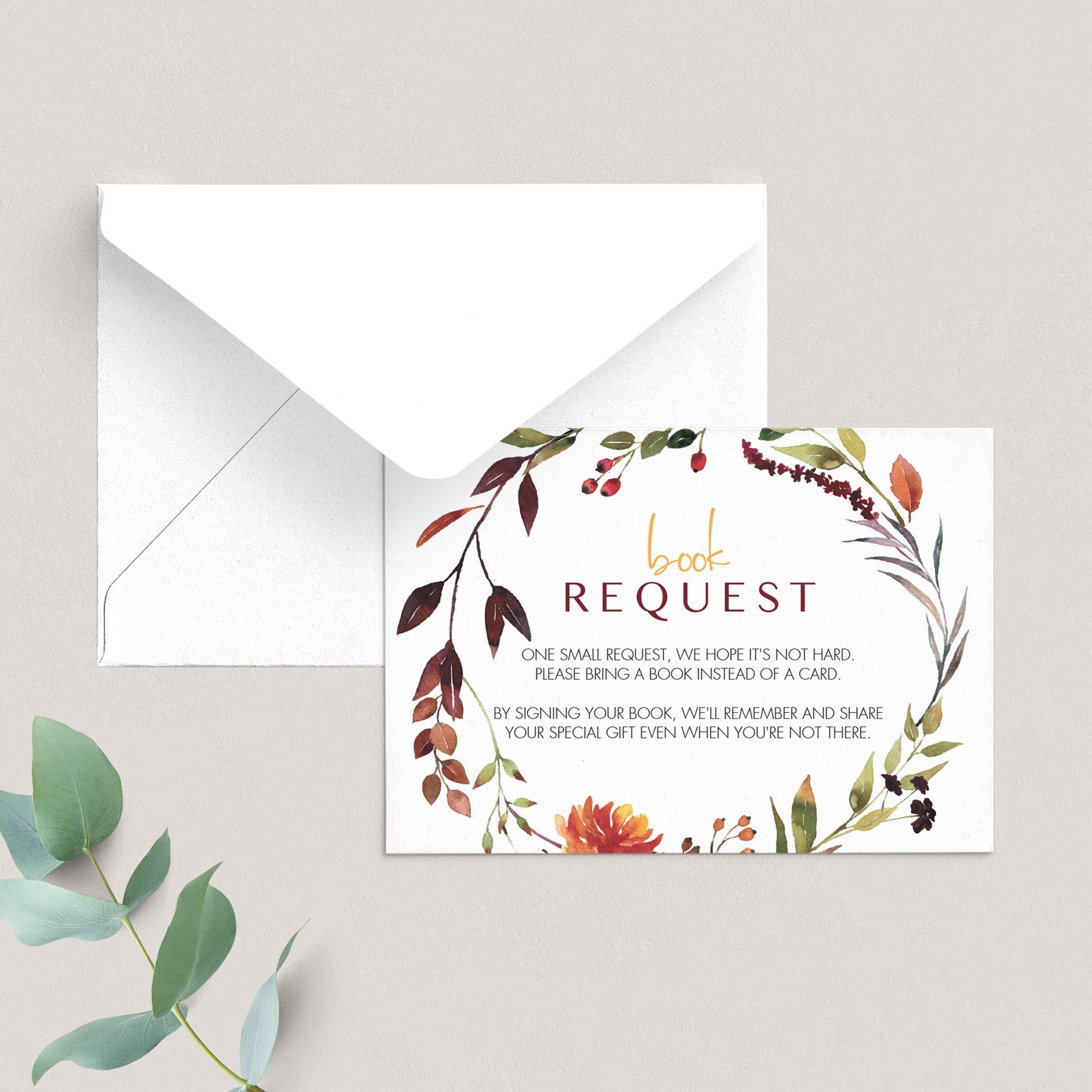 Fall baby shower book request cards printable by LittleSizzle